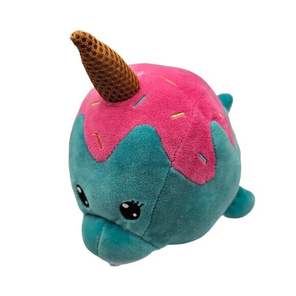 Spark Unicorn Aqua Whale Dolphin Narwhal Plush Ice Cream Sprinkles Cone Horn 9" - Picture 1 of 6